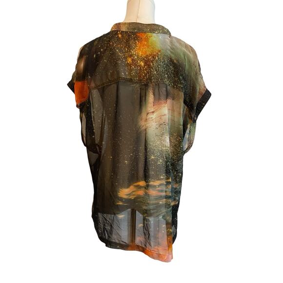 Y2K Forever 21 Plus Cosmic Universe Shirt Womens Size 1X Sheer Space Galaxy - Picture 4 of 10